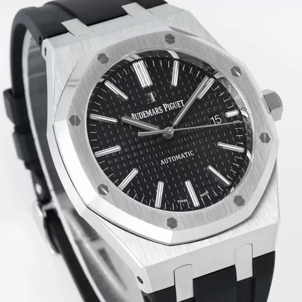 APS공장 오데마피게 로얄오크 블랙 텍스처 다이얼 SS 블랙 러버 스트랩 41mm V3 15400