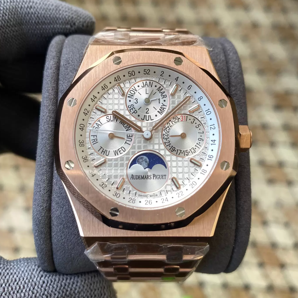 APS공장 오데마피게 로얄오크 퍼페츄얼 캘린더 화이트 다이얼 RG 금통 41mm 26574
