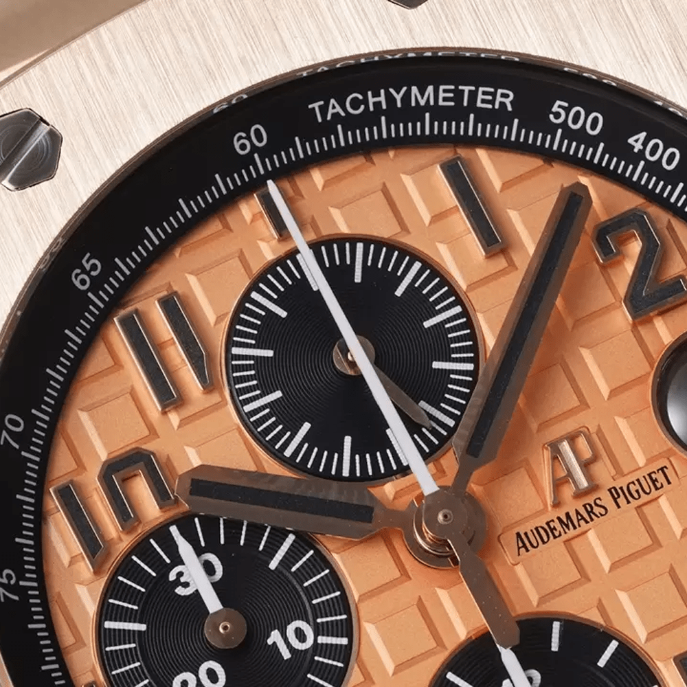 APF공장 오데마피게 로얄오크 오프쇼어 크로노그래프 오렌지 텍스처 다이얼 RG 금통 42mm 26470