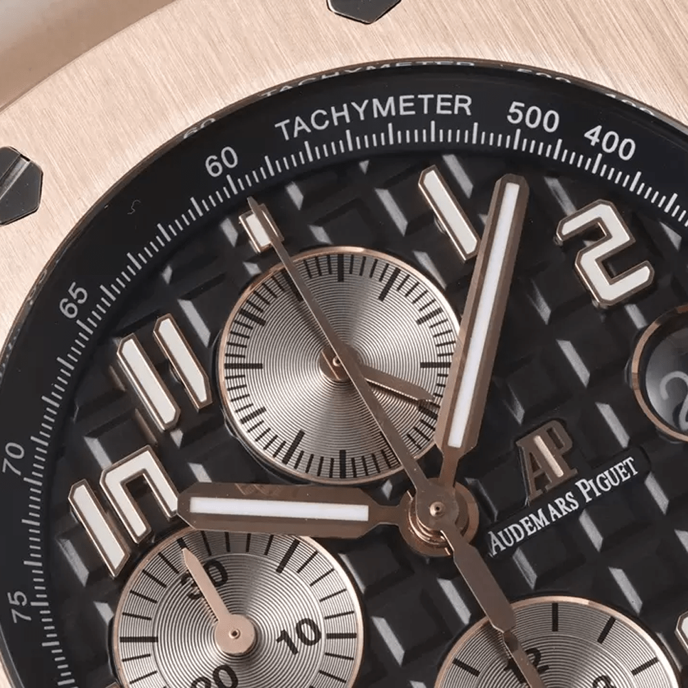 APF공장 오데마피게 로얄오크 오프쇼어 크로노그래프 블랙 텍스처 다이얼 RG 금통 42mm 26470