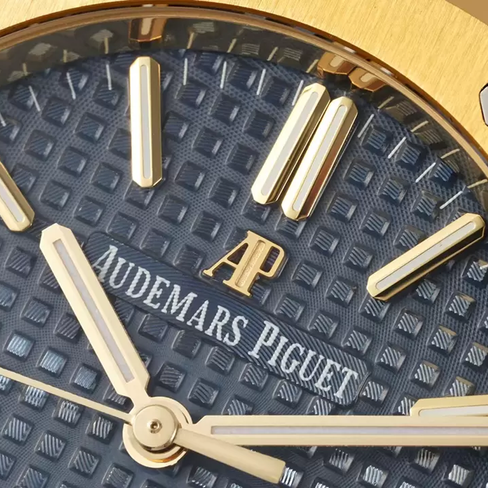 IP공장 오데마피게 로얄오크 청판 텍스처 다이얼 옐로우 골드 금통 37mm 15450