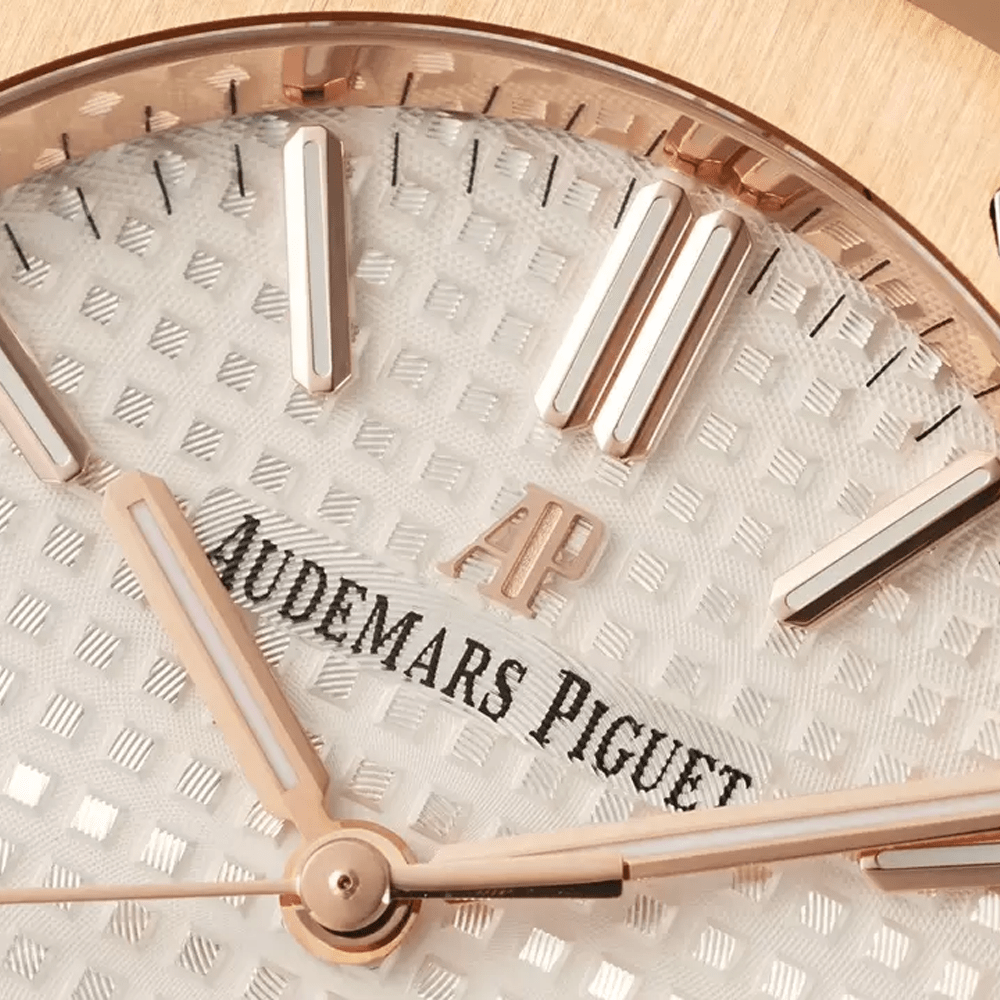 IP공장 오데마피게 로얄오크 화이트 텍스처 다이얼 로즈골드 금통 37mm 15450