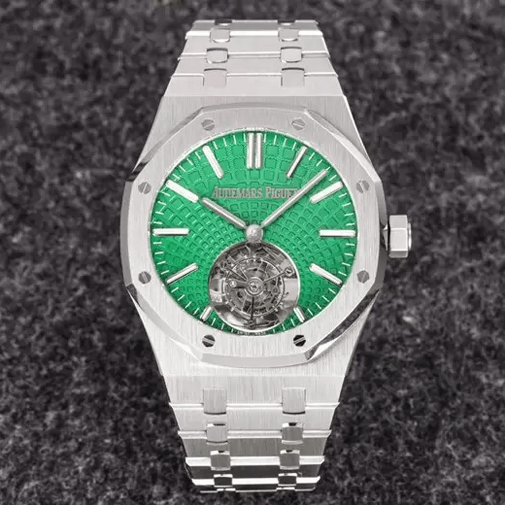 R8 공장 오데마피게 로얄오크 투르비옹 엑스트라씬 그린 다이얼 SS 브레이슬릿 41mm 26534