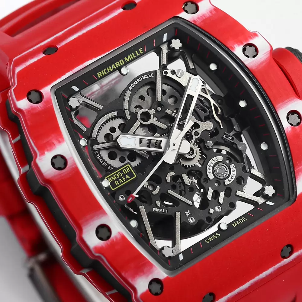 BBR공장 리차드밀 라파엘 나달 레드 카본 스켈레톤 다이얼 레드 러버 스트랩 RM35-02