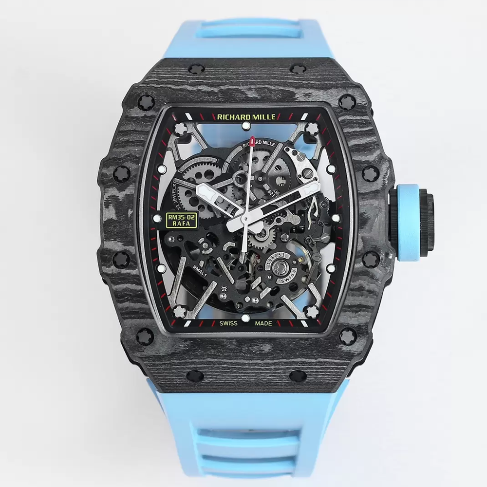 BBR공장 리차드밀 라파엘 나달 블랙 카본 스켈레톤 다이얼 블루 러버 스트랩 RM35-02