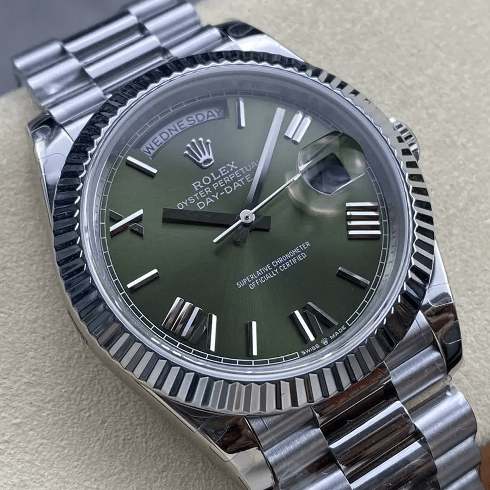 GM공장 롤렉스 데이데이트 올리브 그린 로만 다이얼 40mm V3(텅스텐 헤비 버전) 228236