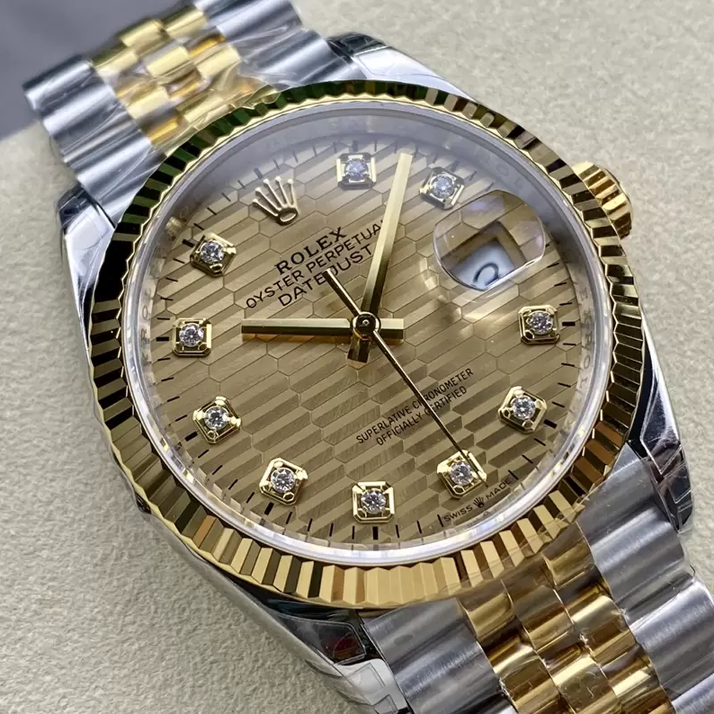 VS공장 롤렉스 데이저스트 옐로우골드 텍스처 다이얼 10P다이아 YG 콤비 쥬빌레 36mm 126233
