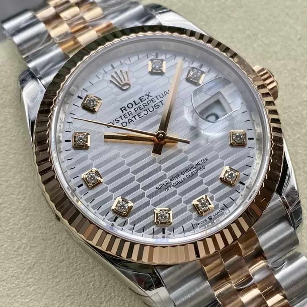 VS공장 롤렉스 데이저스트 실버 텍스처 다이얼 10P다이아 RG 콤비 쥬빌레 36mm 126231