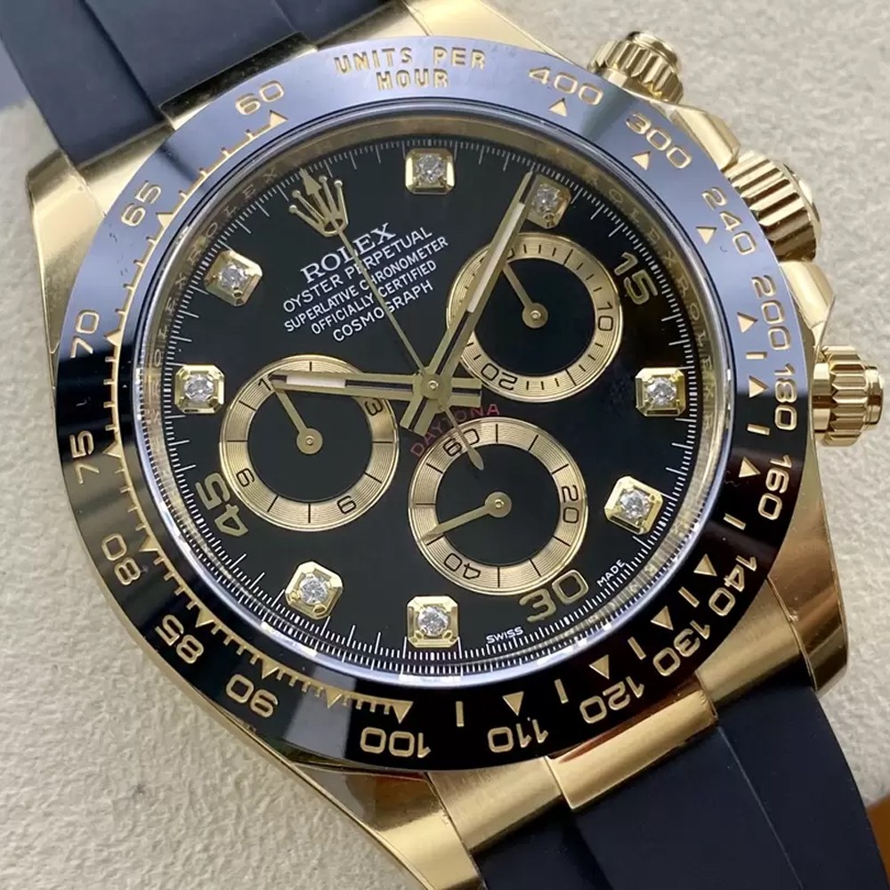 롤렉스 데이토나 크로노그래프 블랙 다이얼 8P다이아 러버밴드 40mm 116518