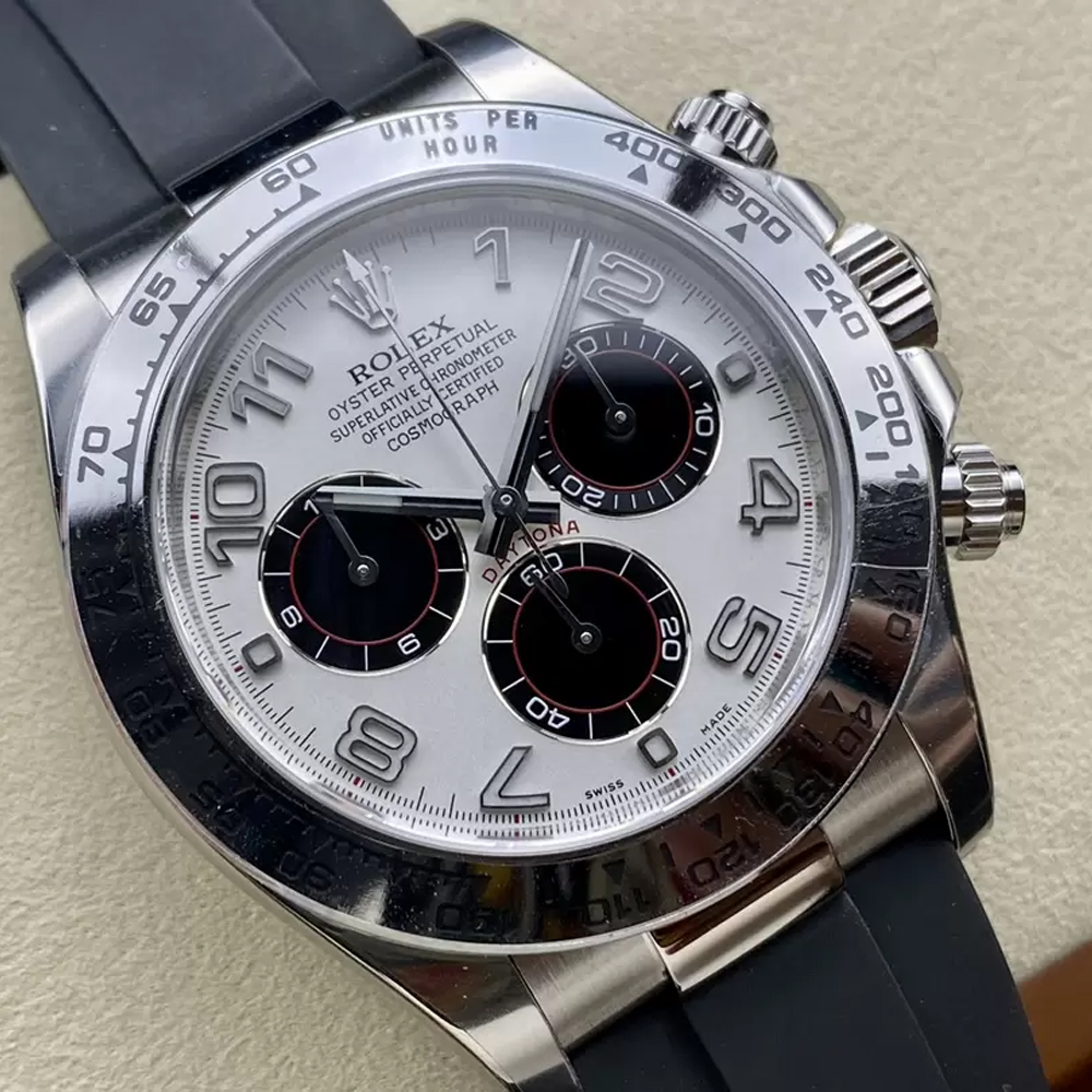 롤렉스 데이토나 크로노그래프 팬더 화이트 다이얼 러버밴드 40mm 116519