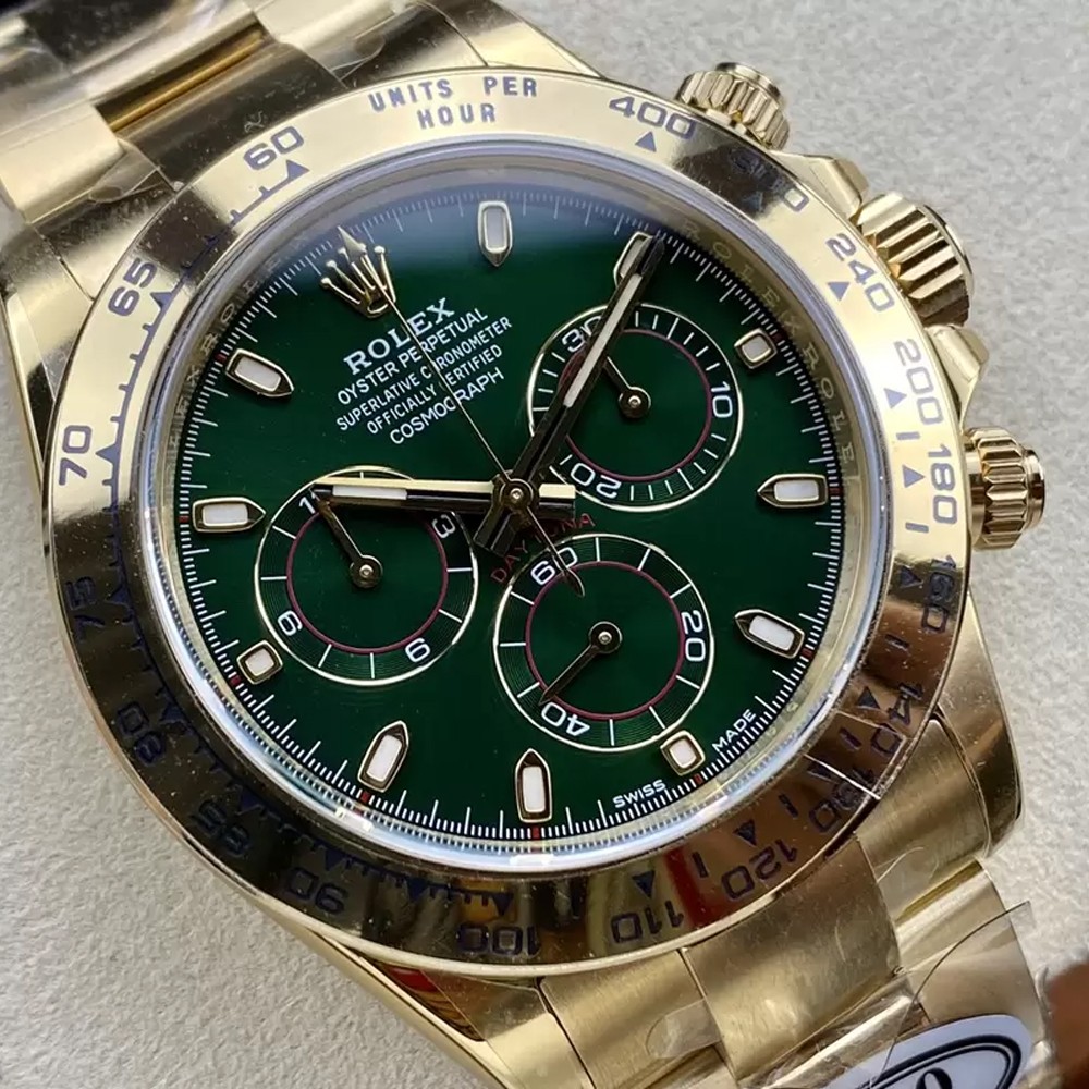 롤렉스 데이토나 크로노그래프 헐크 그린골드 다이얼 바인덱스 YG 금통 40mm 116508