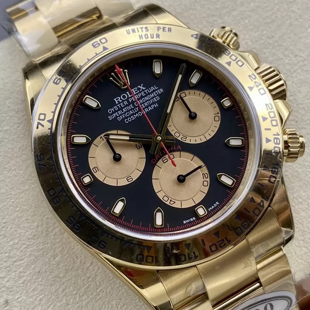 롤렉스 데이토나 크로노그래프 검판 다이얼 바인덱스 YG 금통 40mm 116508