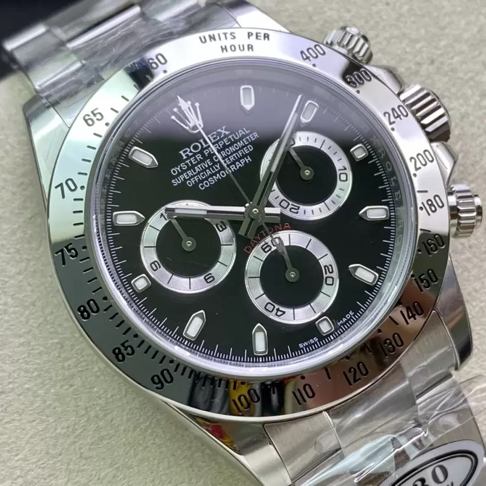 롤렉스 데이토나 크로노그래프 검판 다이얼 바인덱스 SS브레이슬릿 40mm 116520