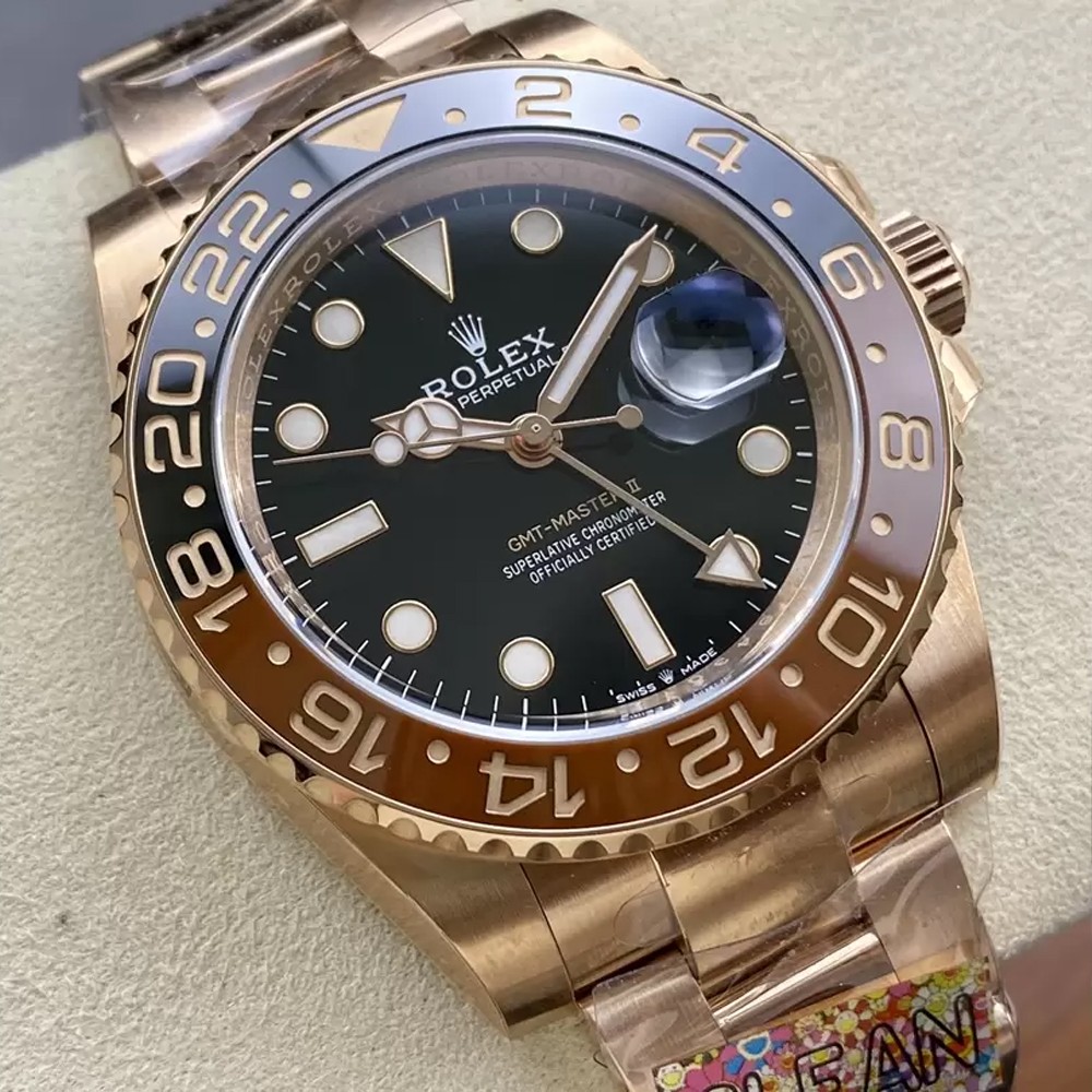 클린공장 롤렉스GMT 마스터2 루트비어 RG 금통 오이스터 브레이슬릿 40mm 126715 CHNR