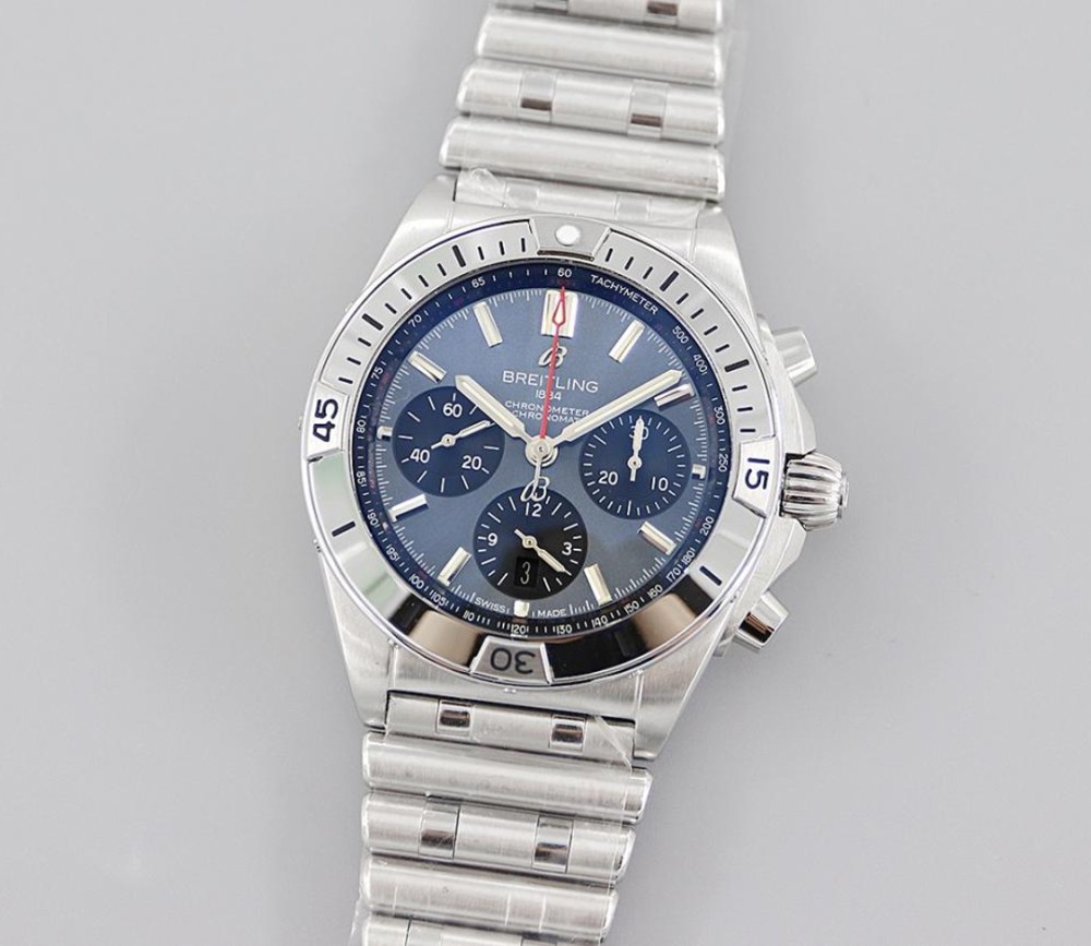 TF공장 브라이틀링 크로노그래프 크로노맷 블루 다이얼 스틸 SS 브레이슬릿 42mm AB01344A1C1A1