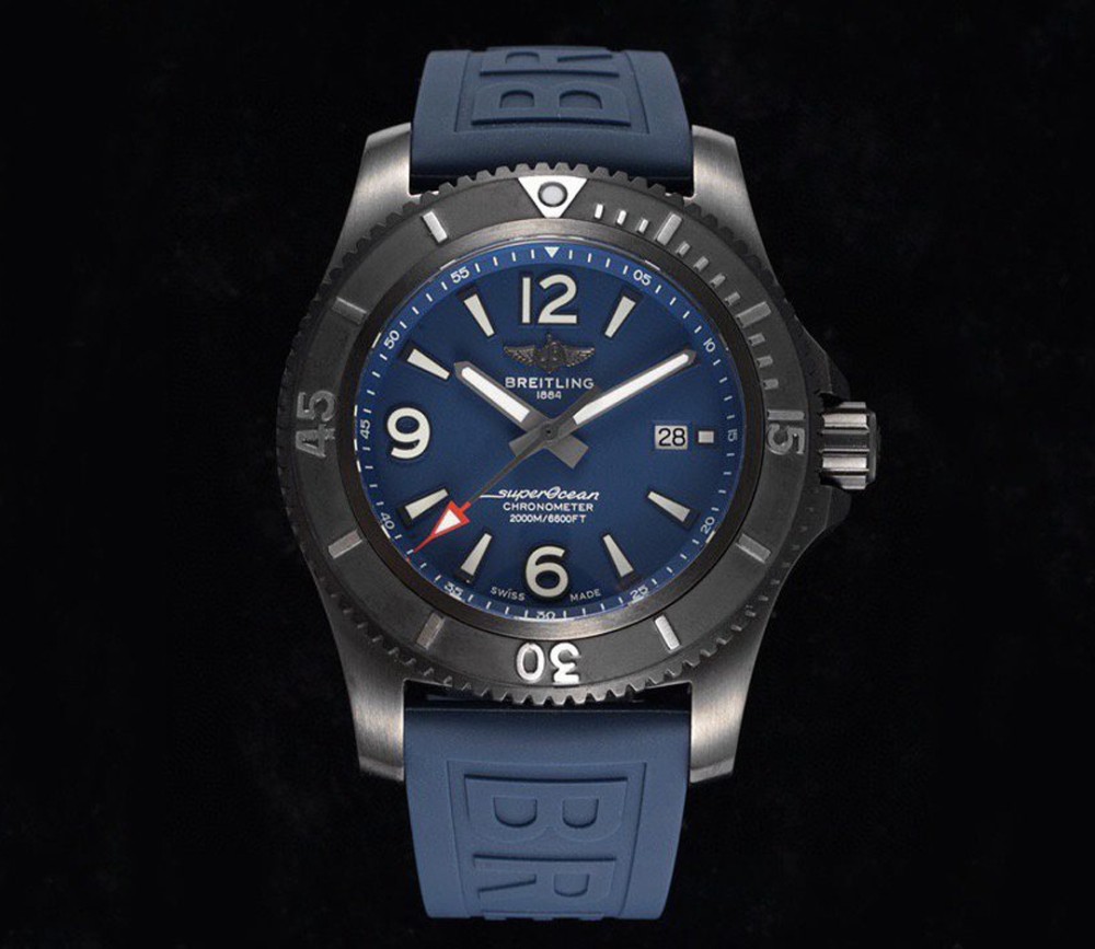 TF공장 브라이틀링 슈퍼오션 블루 다이얼 세라믹 베젤 러버 스트랩 46mm M17368D71C1S2