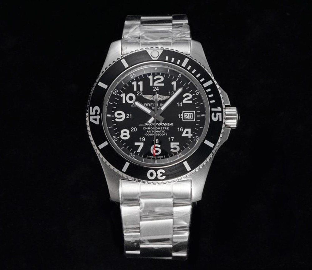 TF공장 브라이틀링 슈퍼오션 II 스틸 블랙 다이얼 SS 브레이슬릿 44mm A17392D71B1A1