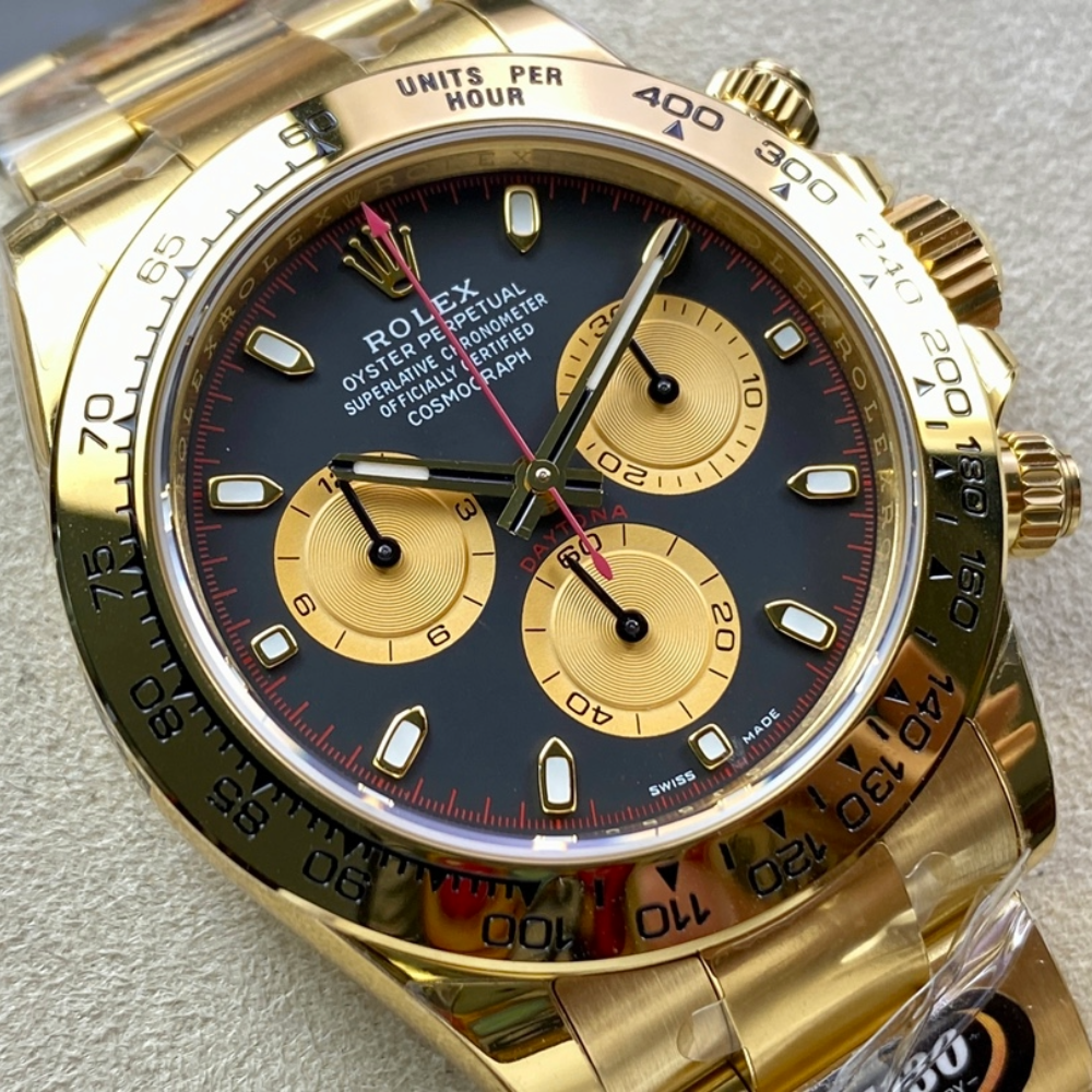 BT공장 롤렉스 데이토나 크로노그래프 블랙 레이싱 다이얼 바인덱스 YG 금통 40mm 116508