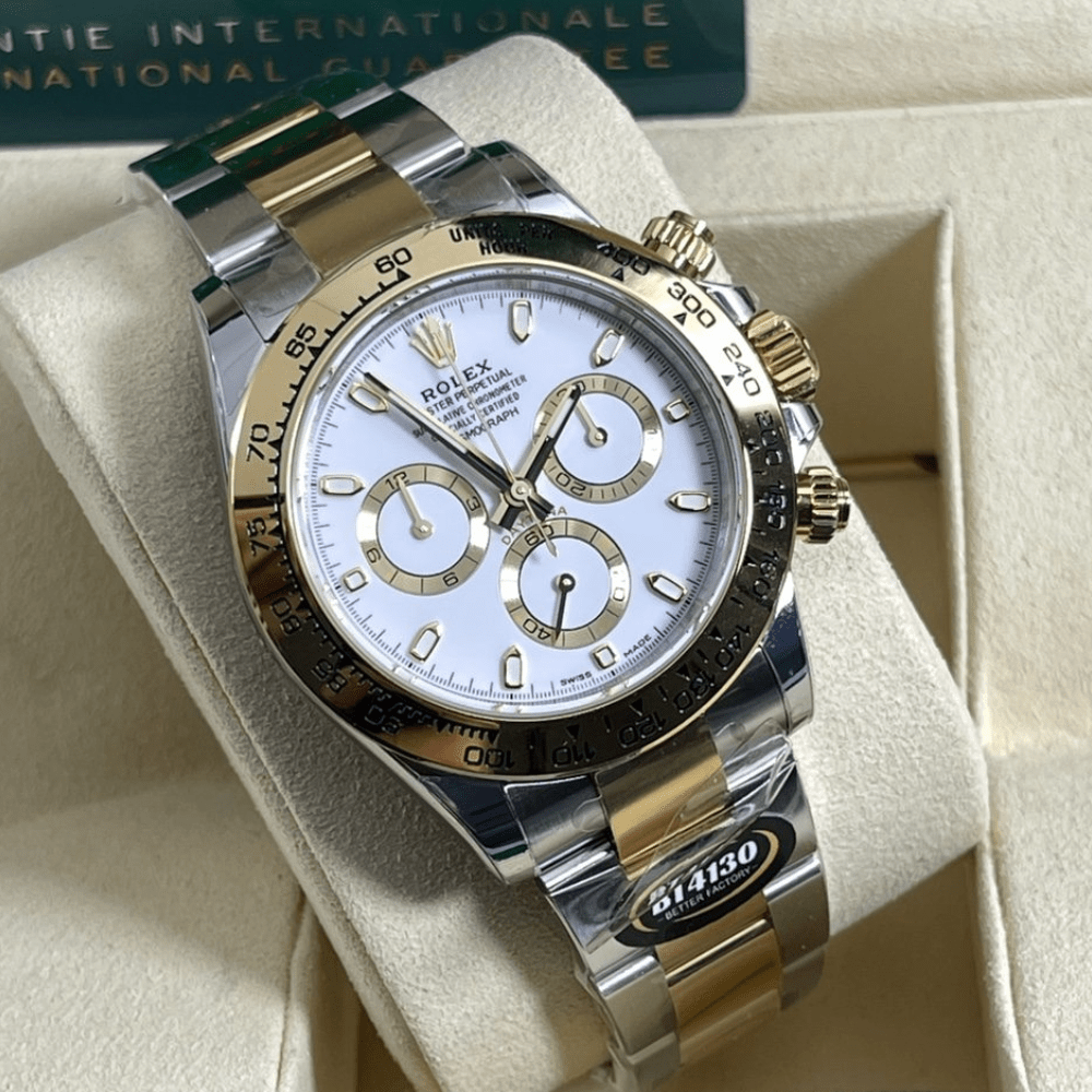 BT공장 롤렉스 데이토나 크로노그래프 화이트 다이얼 바인덱스 YG 콤비 40mm 116503