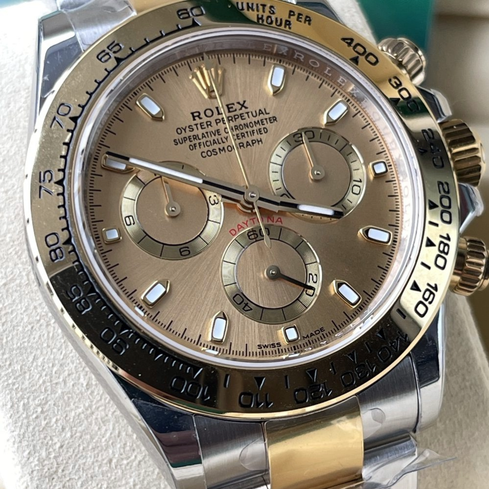 BT공장 롤렉스 데이토나 크로노그래프 샴페인골드 다이얼 바인덱스 YG 콤비 40mm 116503