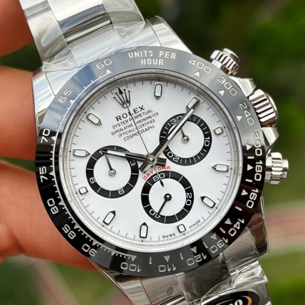 BT공장 롤렉스 데이토나 크로노그래프 팬더 화이트 다이얼 바인덱스 세라믹베젤 러버밴드 40mm 116500