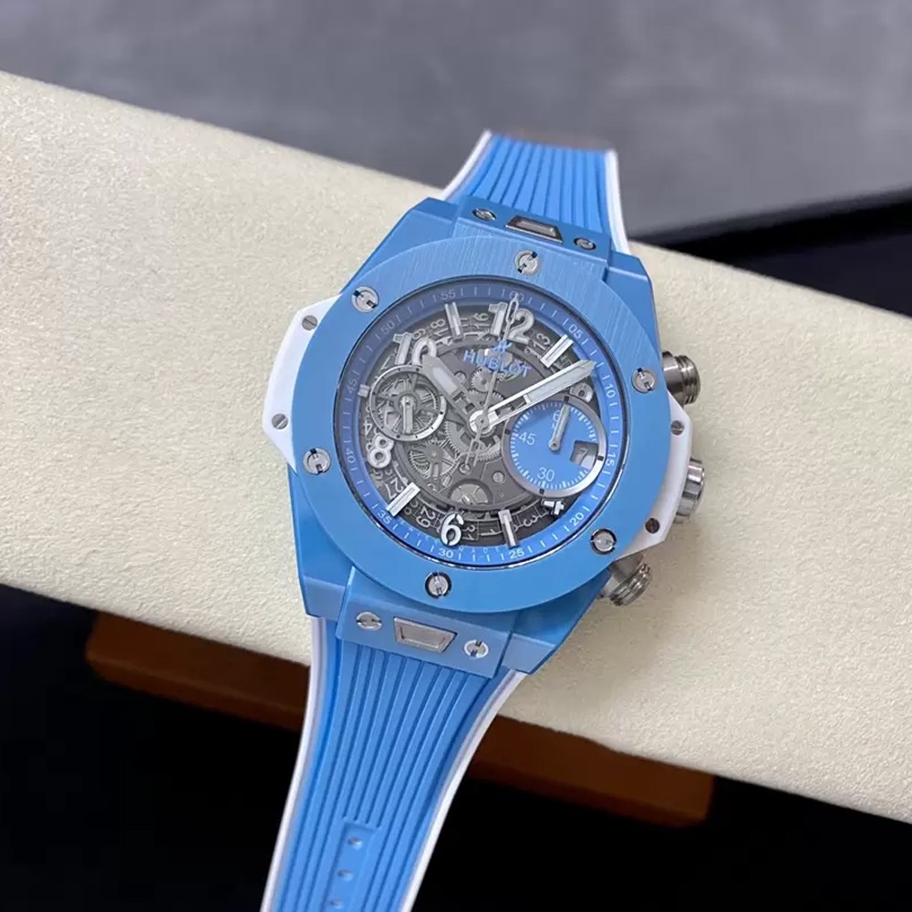 BBF공장 위블로 빅뱅 UNICO 티파니 블루 세라믹 러버 스트랩 42mm 441.EX.5120.RX