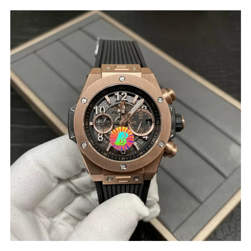 BBF공장 위블로 빅뱅 유니코 킹 골드 블랙 러버 스트랩 44mm 421.OX.1170.RX