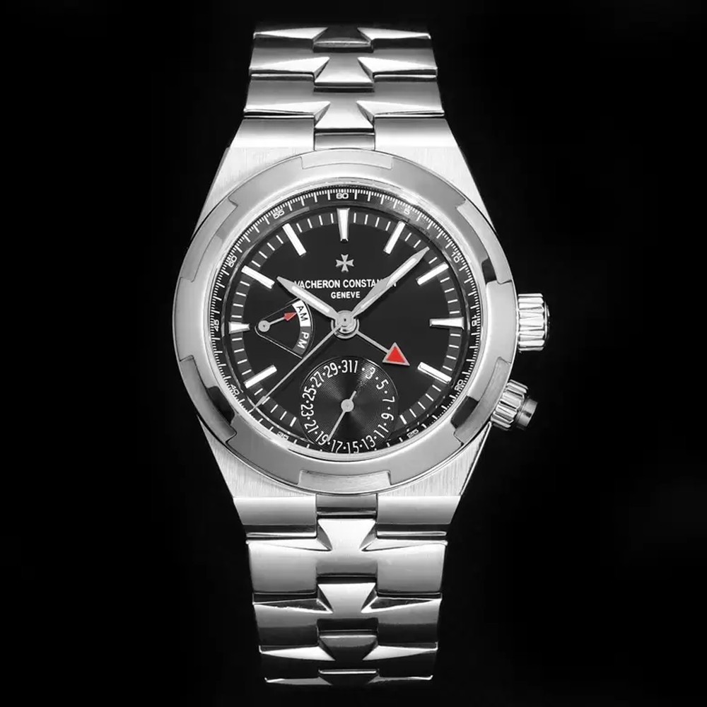 PZ공장 바쉐론 콘스탄틴 오버시즈 듀얼타임 블랙 다이얼 SS 브레이슬릿 41mm 7900V/110A-B546