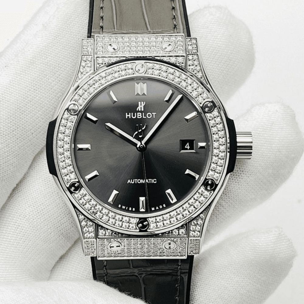 HB공장 위블로 클래식 퓨전 그레이 다이얼 풀다이아 티타늄 가죽 스트랩 38mm/42mm 542.NX.7071.LR