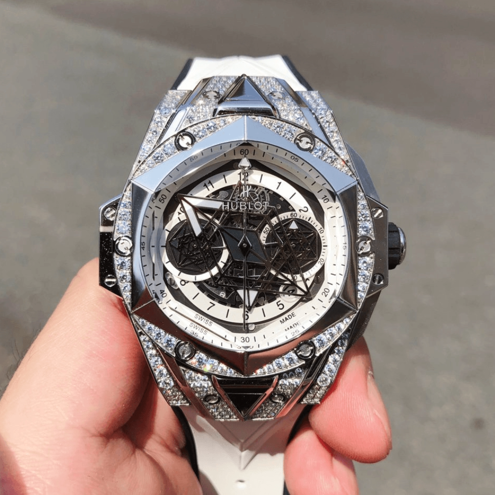 HB공장 위블로 빅뱅 상 블루 II 풀다이아 티타늄 러버 스트랩 45mm 418.NX.2001.RX.1604.MXM20