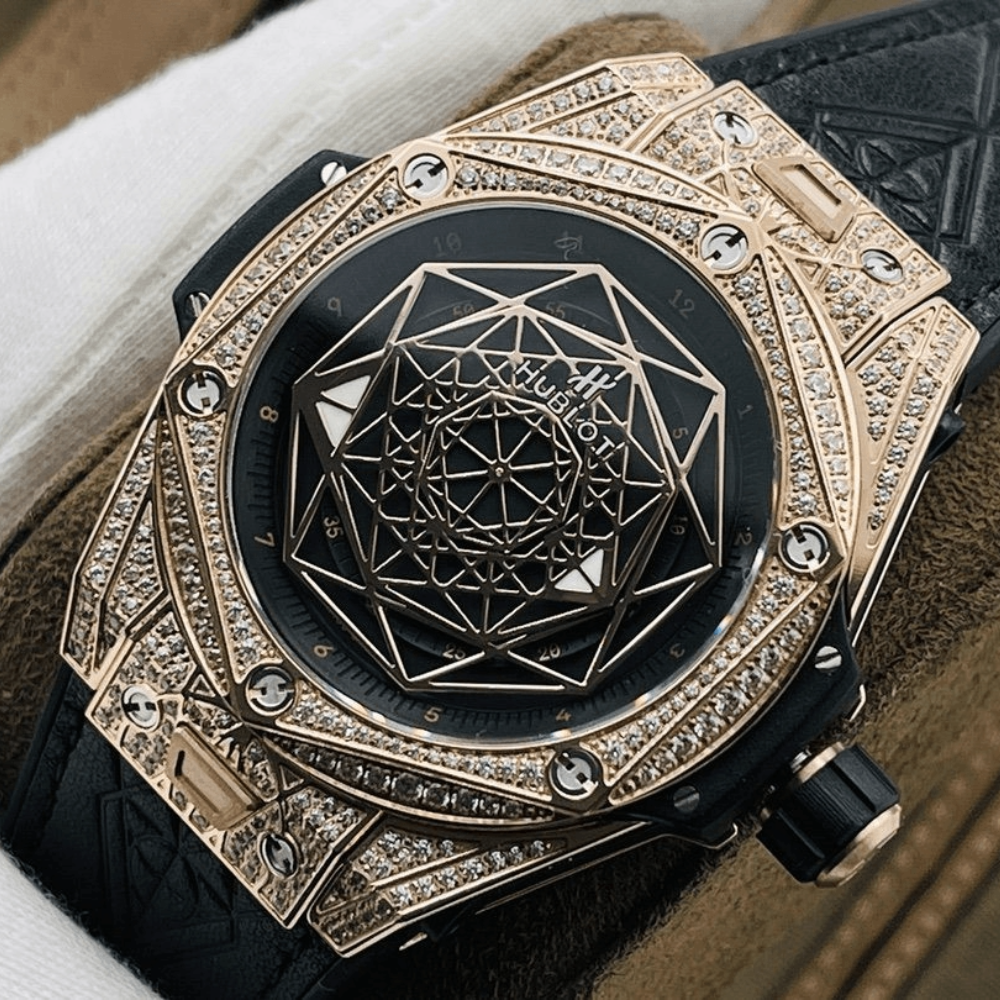 HB공장 위블로 빅뱅 상 블루 킹 골드 블랙 풀다이아 가죽 스트랩 45mm 415.OX.1118.VR.MXM17