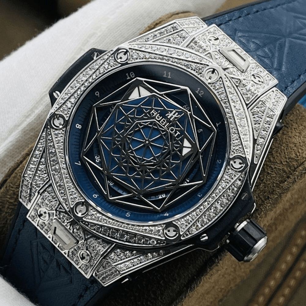 HB공장 위블로 빅뱅 상 블루 티타늄 블루 풀다이아 가죽 스트랩 45mm 415.NX.7179.VR.MXM18