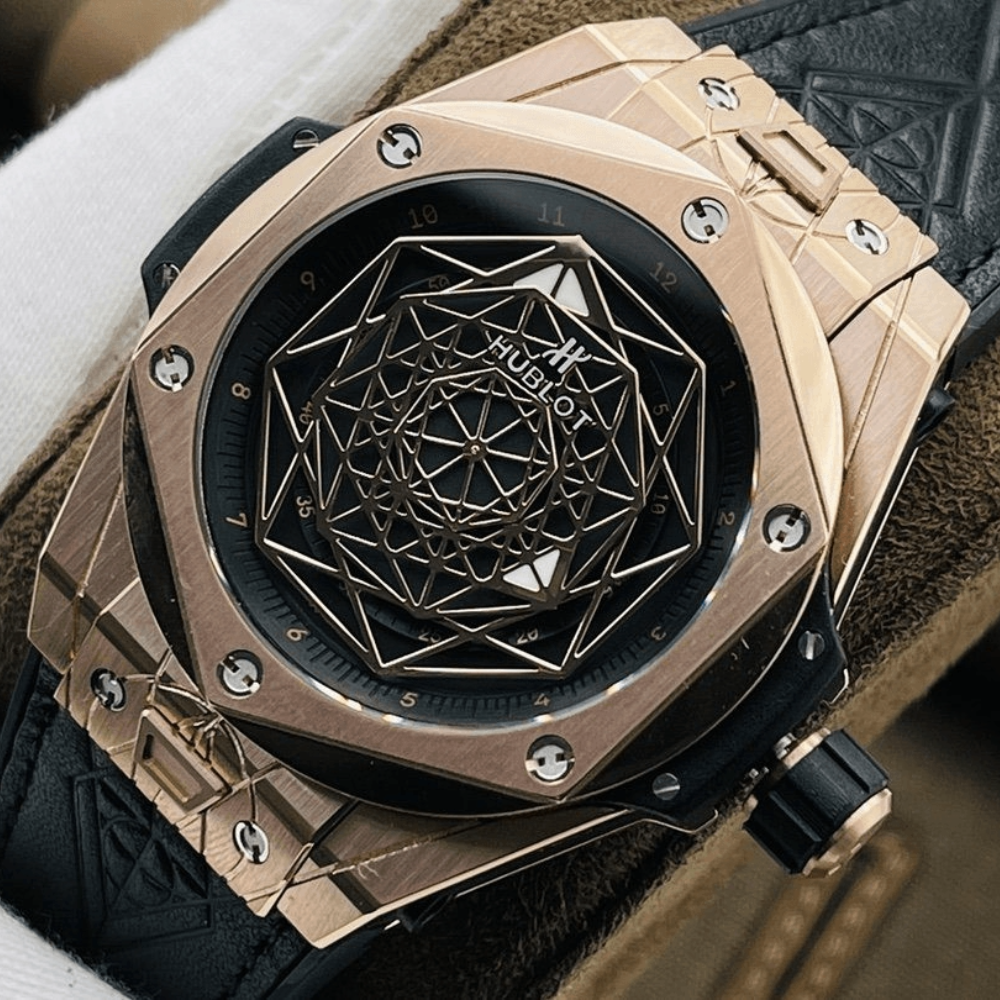 HB공장 위블로 빅뱅 상 블루 킹 골드 블랙 가죽 스트랩 45mm 415.OX.1118.VR.MXM17