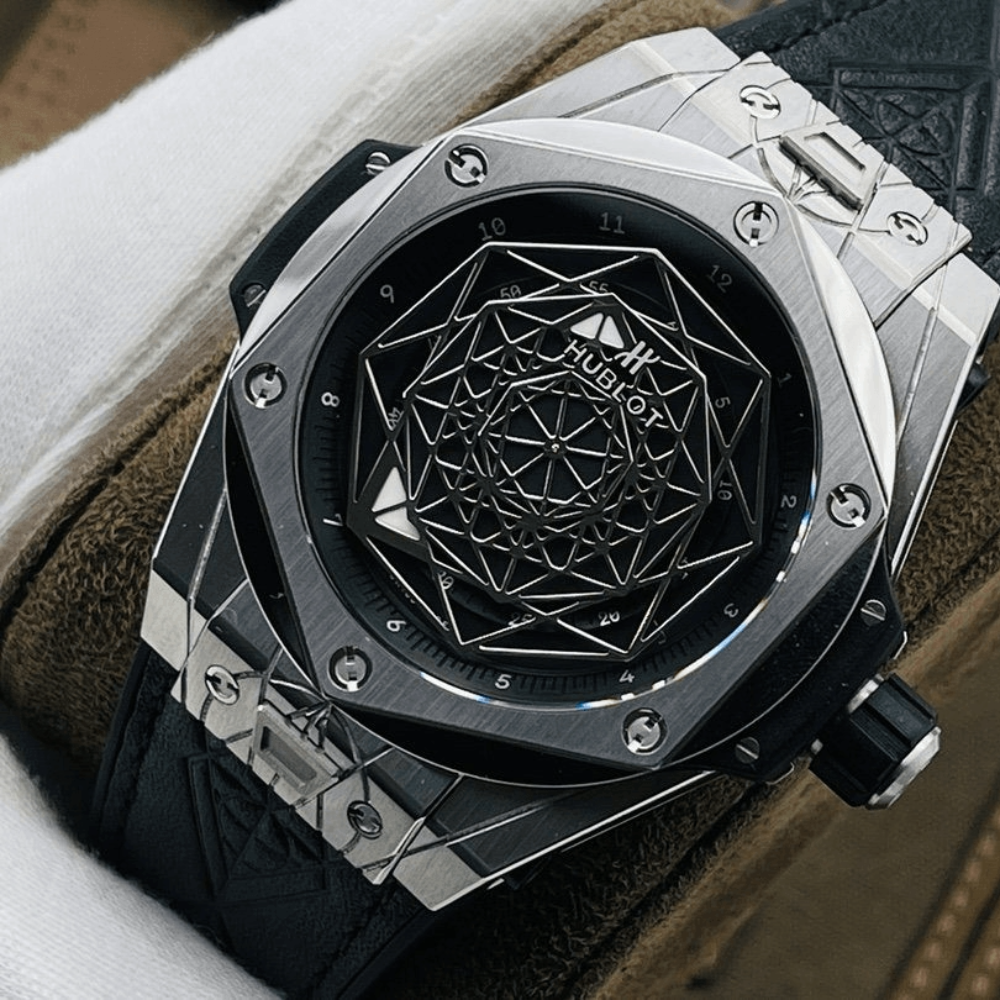 HB공장 위블로 빅뱅 상 블루 티타늄 블랙 가죽 스트랩 45mm 415.NX.1112.VR.MXM16