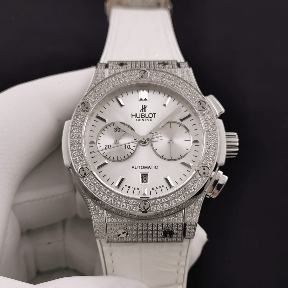 HB공장 위블로 클래식 퓨전 크로노그래프 티타늄 화이트 다이얼 가죽 스트랩 45mm 521.NX.1170.LR.1704