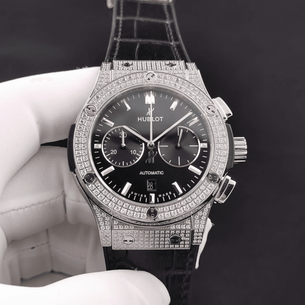 HB공장 위블로 클래식 퓨전 크로노그래프 티타늄 블랙 다이얼 가즉 스트랩 45mm 521.NX.7170.LR