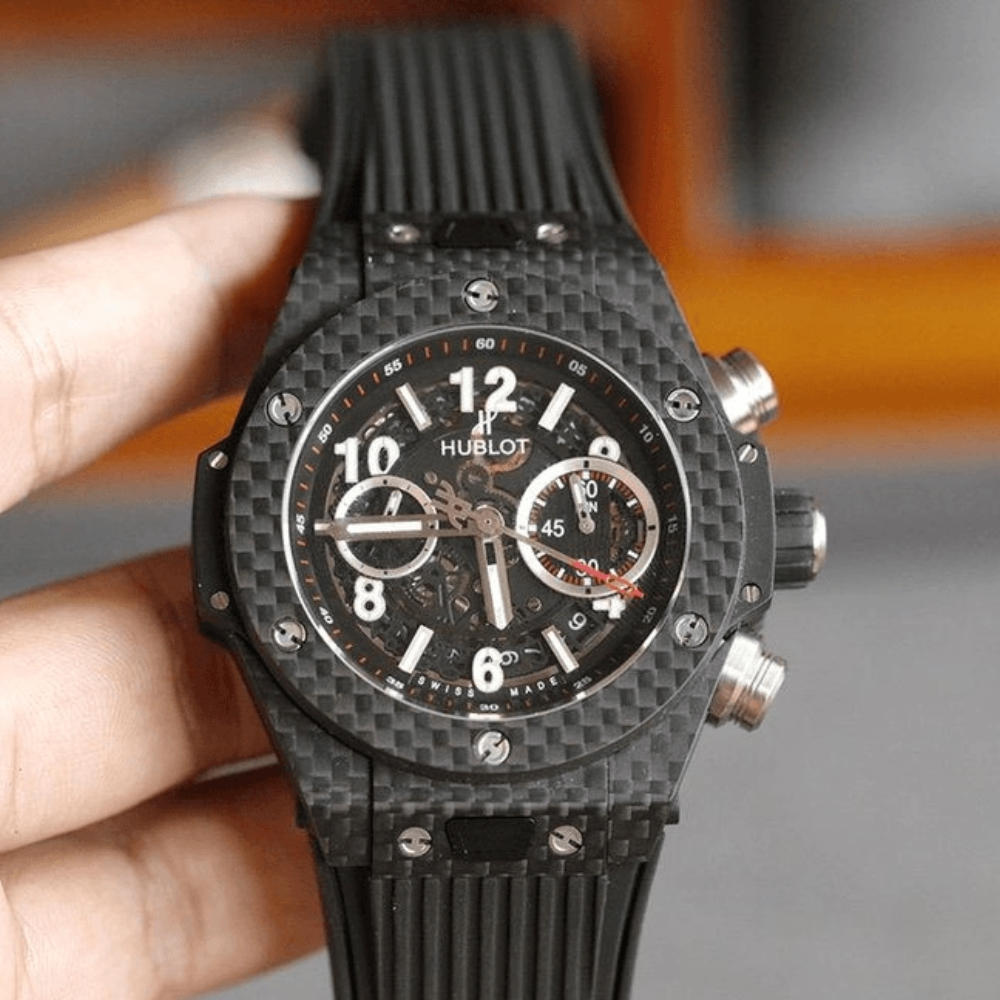HB공장 위블로 빅뱅 유니코 블랙 카본 스켈레톤 다이얼 블랙 러버 스트랩 45.5mm 411.HX.1170.RX