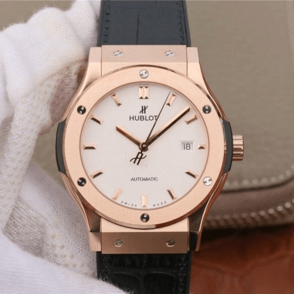 JJ공장 위블로 클래식 퓨전 킹 골드 화이트 다이얼 러버 스트랩 42mm 542.OX.2611.LR