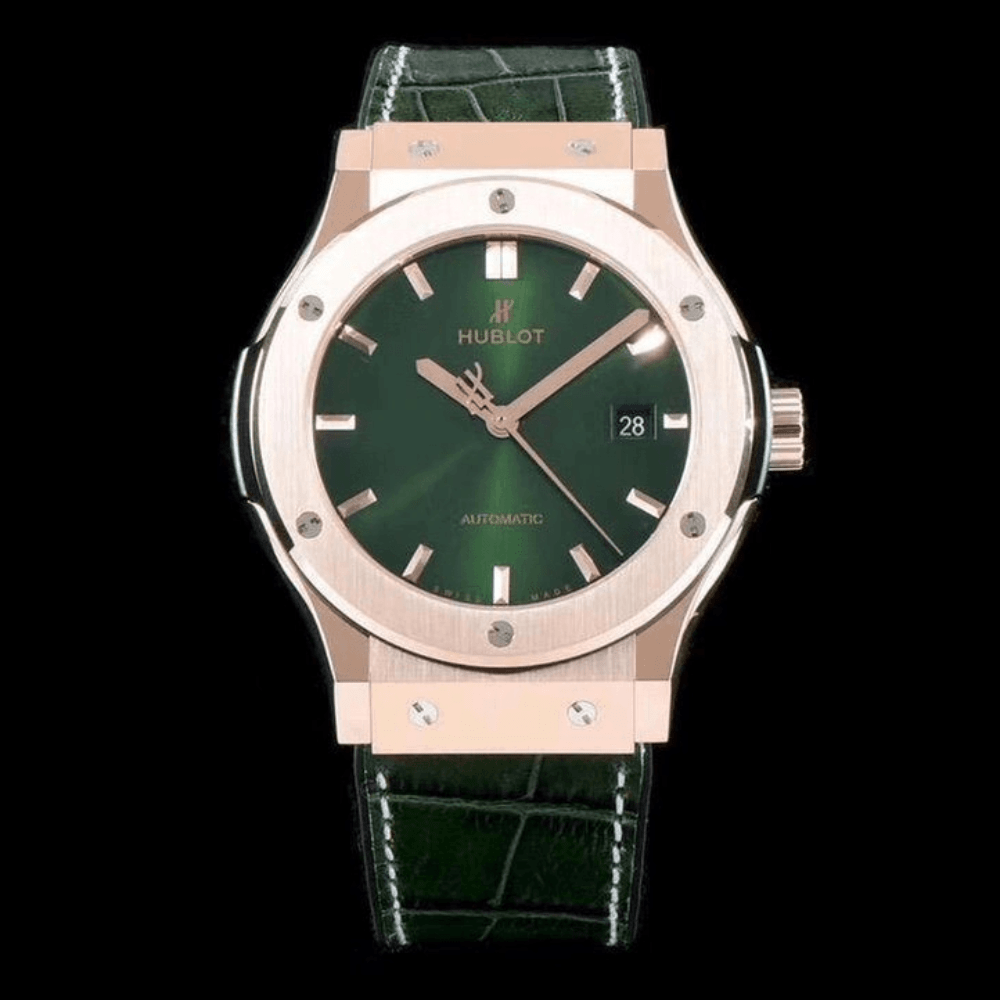 JJ공장 위블로 클래식 퓨전 킹 골드 그린 다이얼 러버 스트랩 42mm 542.OX.8980.LR