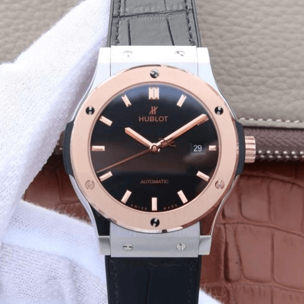 JJ공장 위블로 클래식 퓨전 콤비 블랙 다이얼 러버스트랩 42mm 542.NO.1181.LR