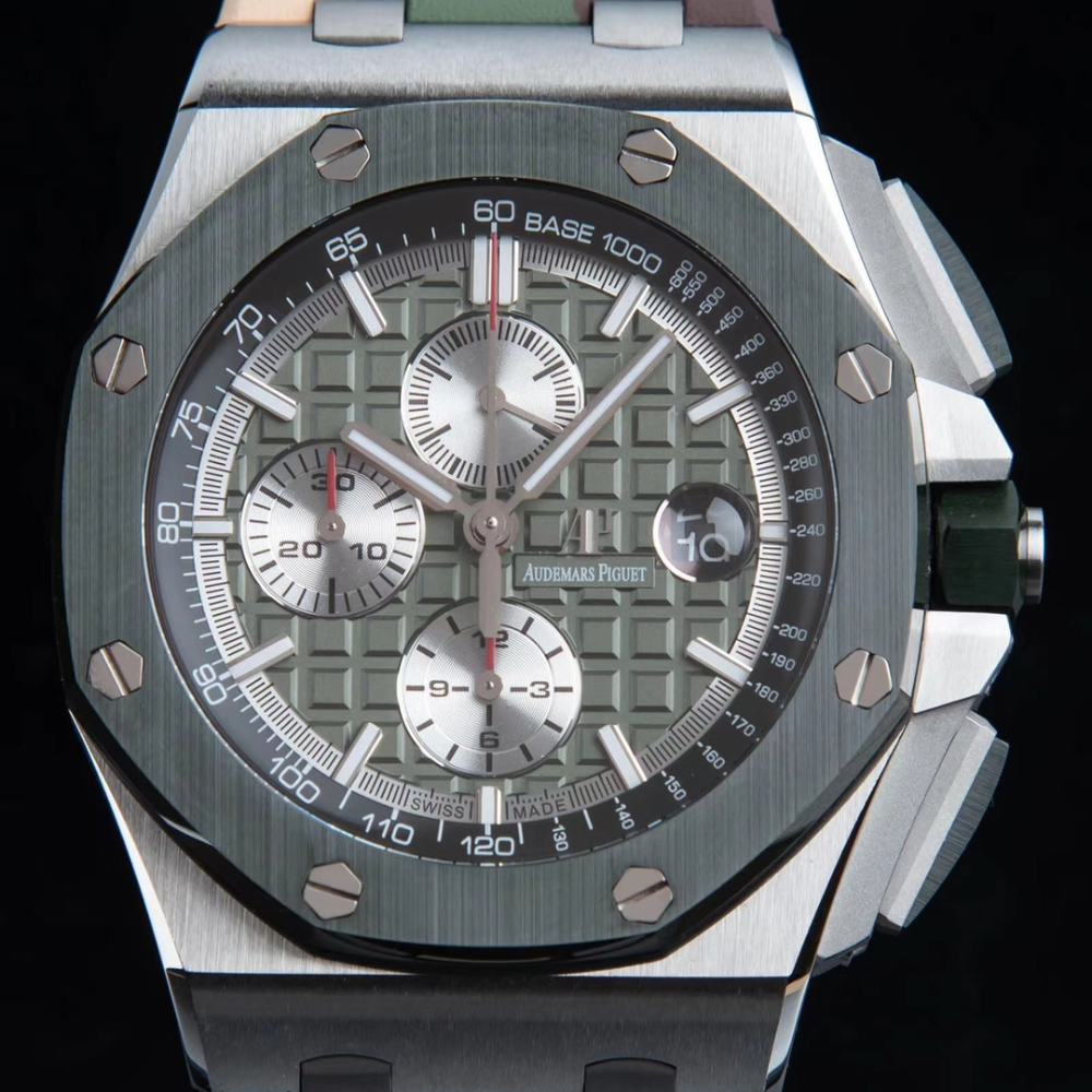 APF공장 오데마피게 로얄오크 오프쇼어 크로노그래프 그린 다이얼 세라믹 SS 그린 러버스트랩 44mm 26400SO