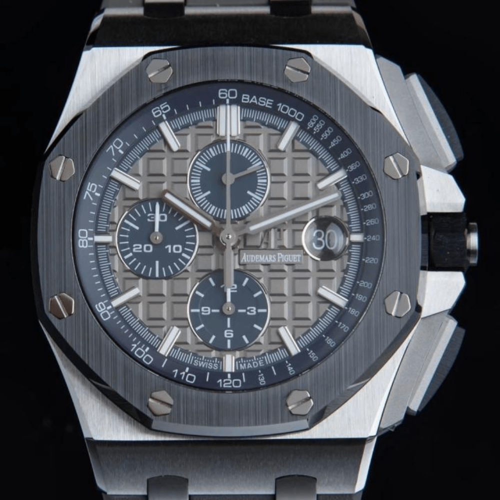 APF공장 오데마피게 로얄오크 오프쇼어 크로노그래프 그레이 다이얼 세라믹 SS 블랙 러버스트랩 44mm 26400