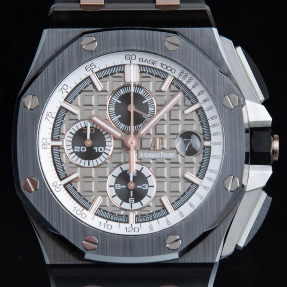 APF공장 오데마피게 로얄오크 오프쇼어 크로노그래프 그레이 다이얼 세라믹 블랙 러버 스트랩 44mm 26415CE