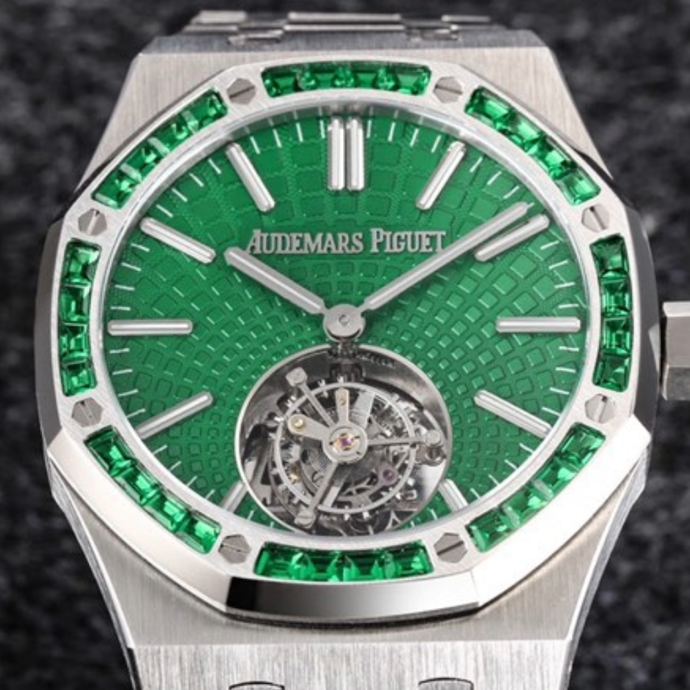 R8공장 오데마피게 로얄오크 플라잉 투르비옹 그린 다이얼 SS 브레이슬릿 41mm 26532IC