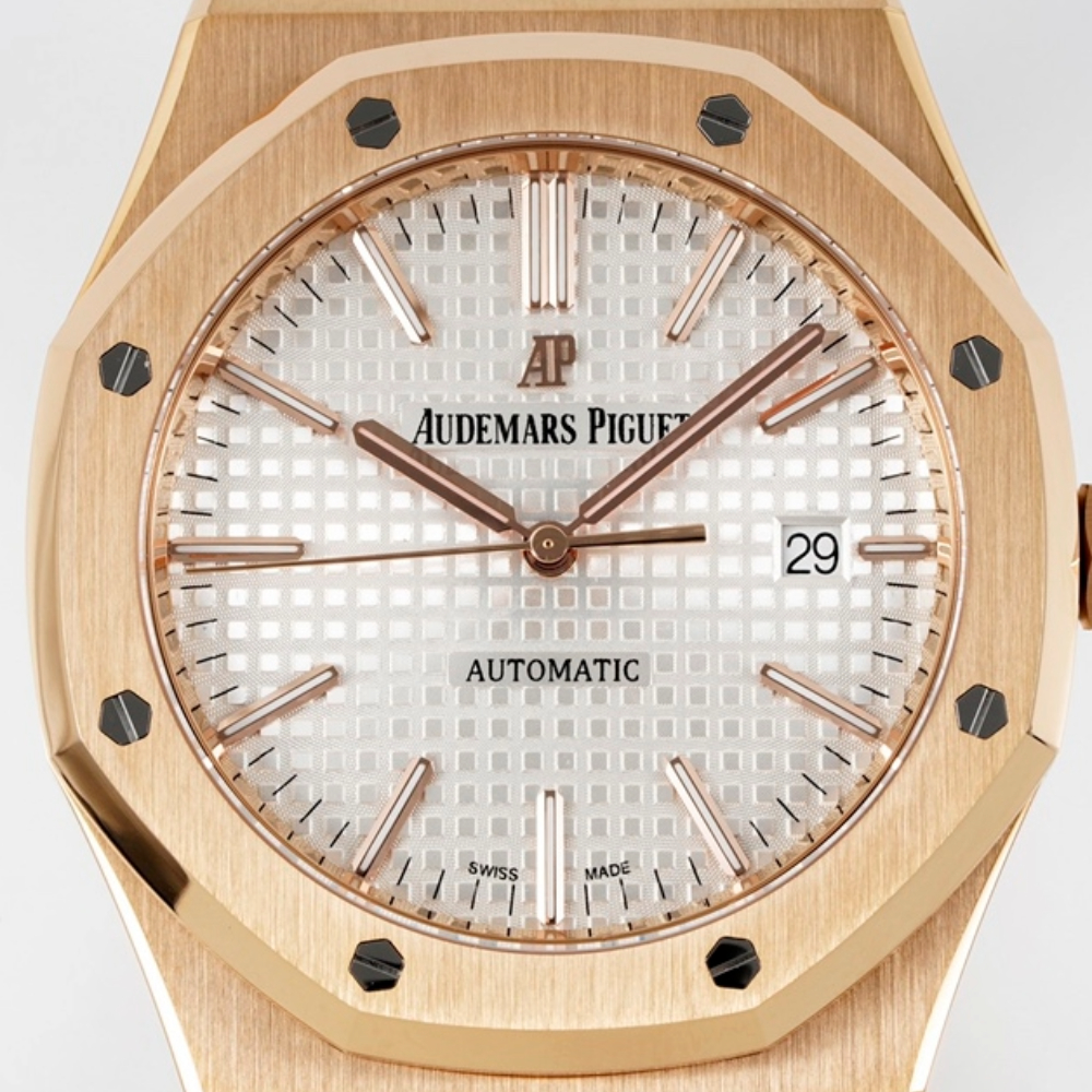 ZF공장 오데마피게 로얄오크 플라잉 화이트 다이얼 로즈골즈 금통 41mm 15400OR