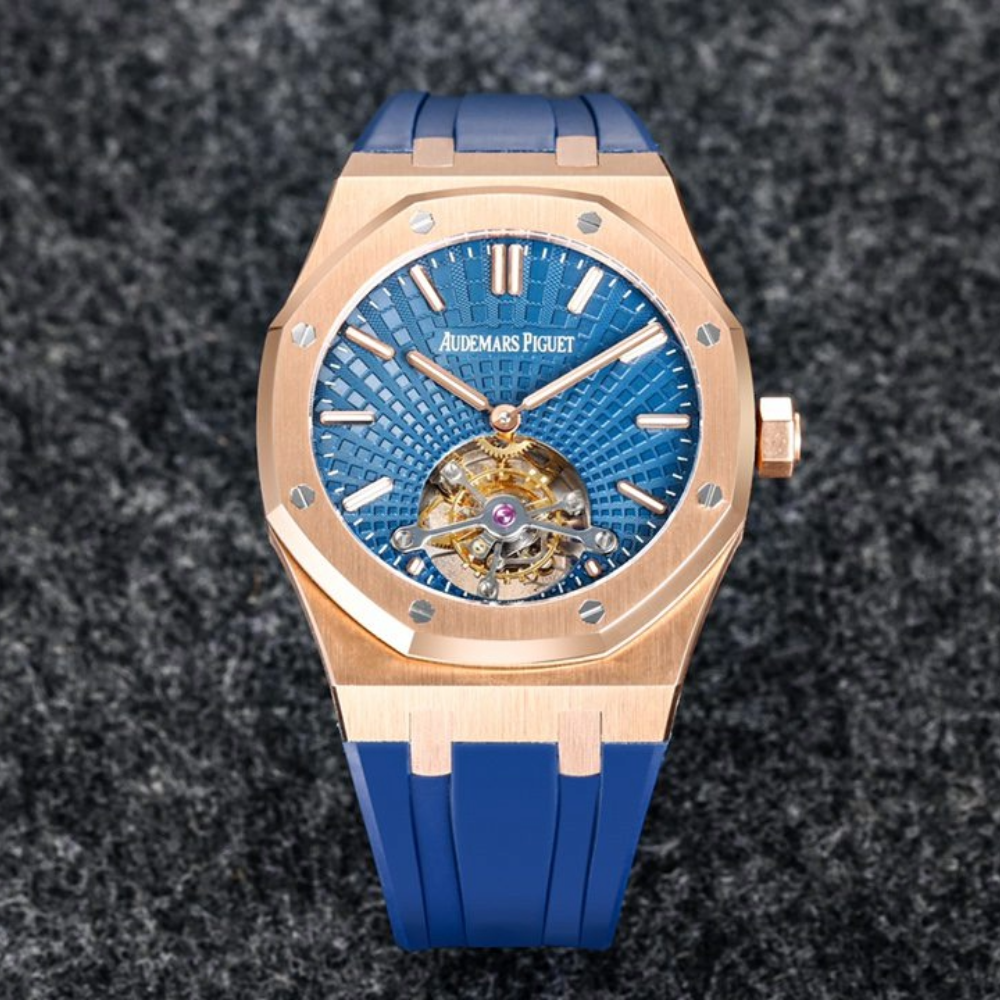 오데마피게 로얄오크 투르비옹 블루 다이얼 로즈골드 블루 러버스트랩 V3 41mm 26522OR