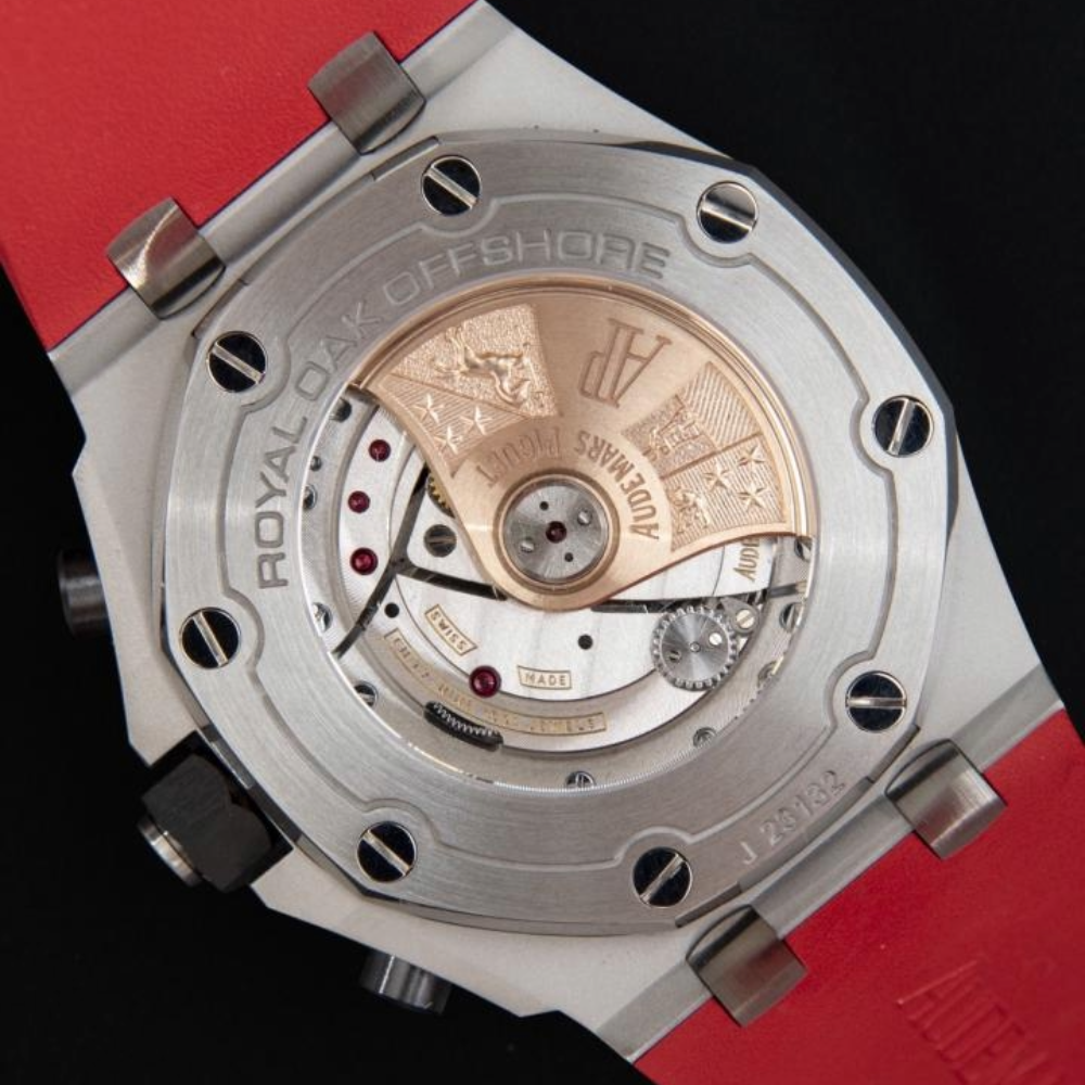 APF공장 오데마피게 로얄오크 오프쇼어 크로노그래프 블랙 다이얼 스틸 블랙/레드 러버스트랩 44mm 26470SO