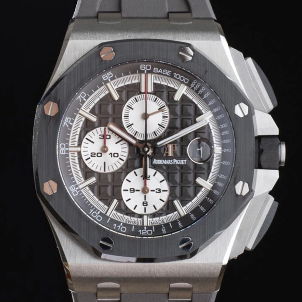 APF공장 오데마피게 로얄오크 오프쇼어 크로노그래프 그레이 다이얼 스틸 그레이 러버스트랩 44mm 26400SO