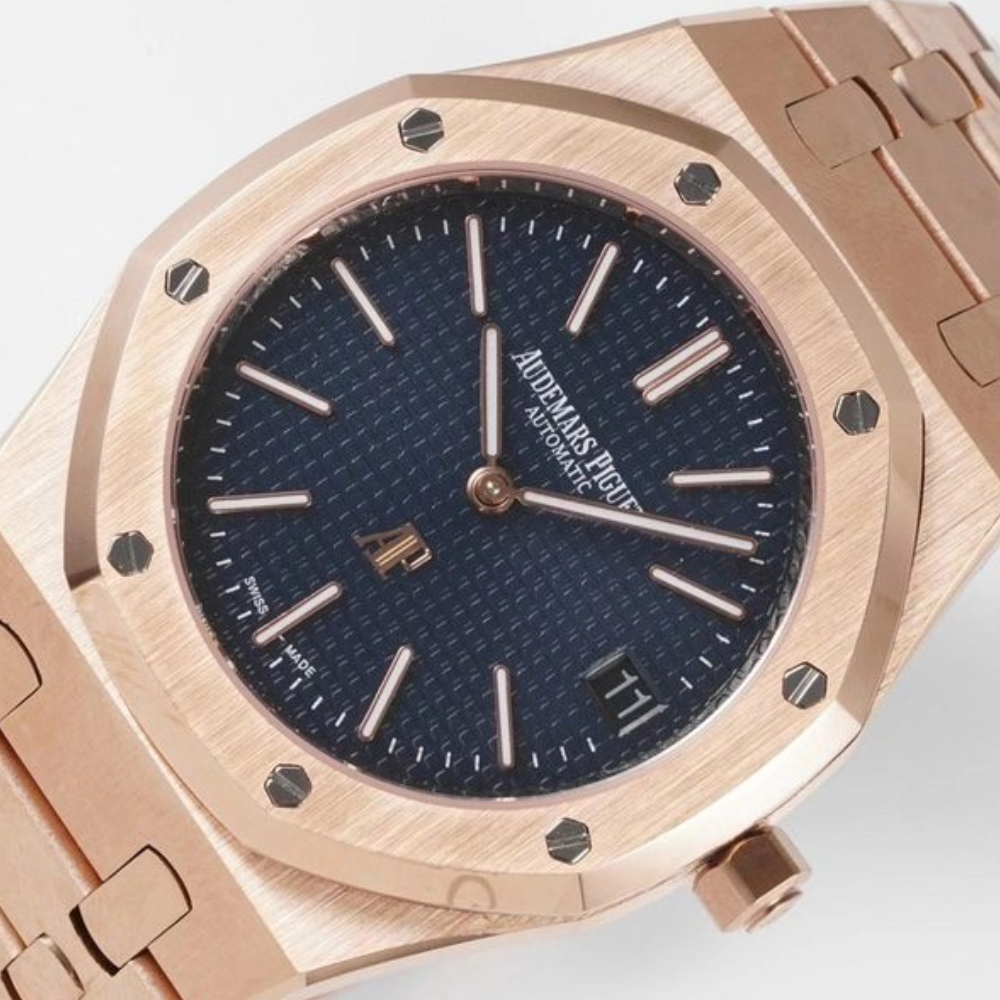 KZ공장 오데마피게 로얄오크 블루 텍스처 다이얼 로즈골드 금통 39mm 15202OR