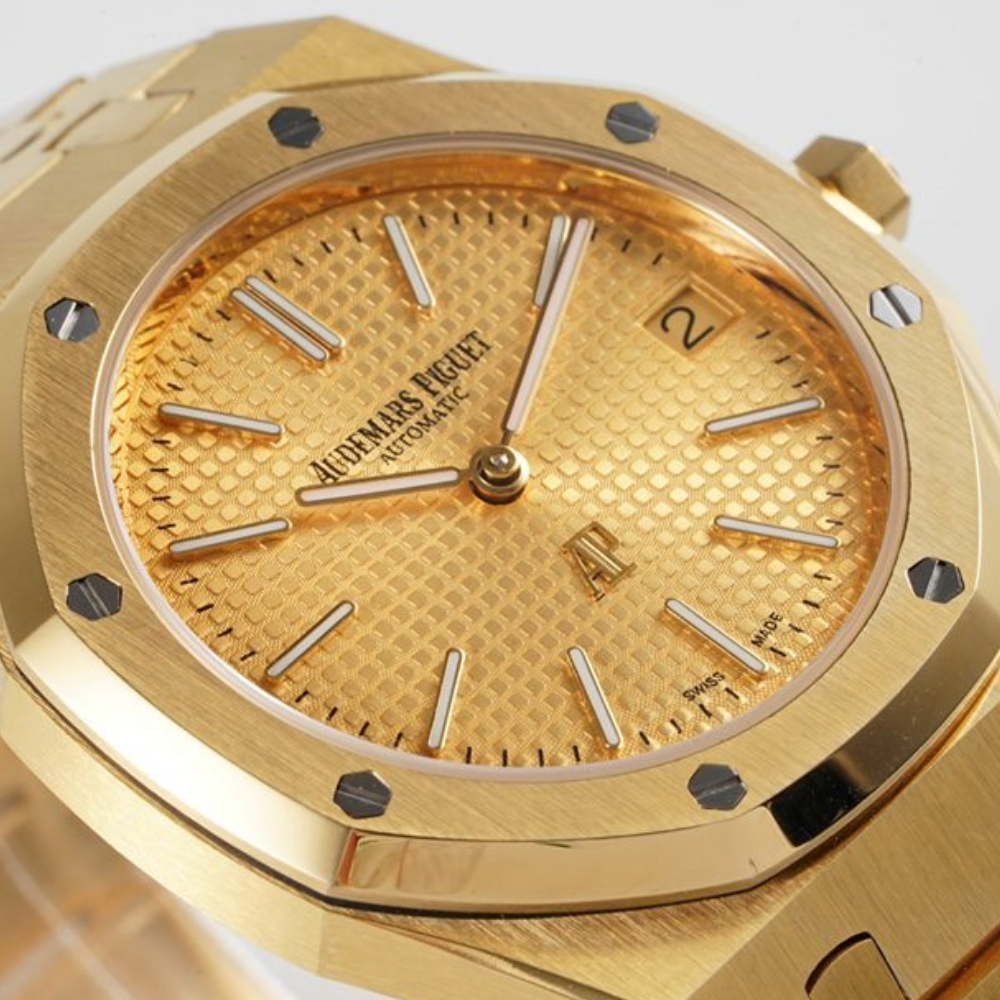 KZ공장 오데마피게 로얄오크 골드 텍스처 다이얼 금통 39mm 15202BA